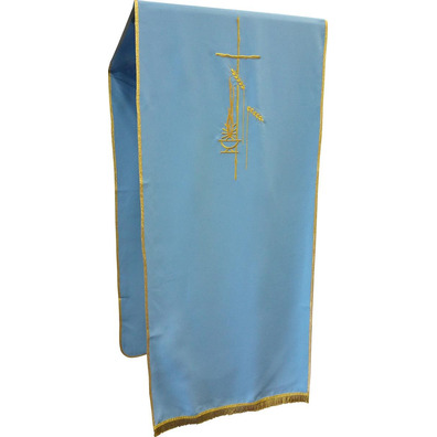 Pão de atril de poliéster com fleco de ouro azul