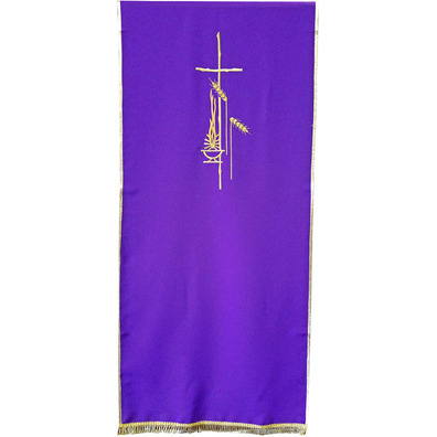 Pano de atril de poliéster com fleco de ouro morado
