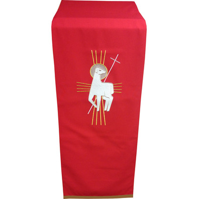 Pano de púlpito de poliéster em quatro cores litúrgicas vermelho