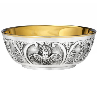 Patena de prata com rosto de Anjo em relevo