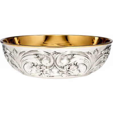 Patena de prata gravada com interior dourado