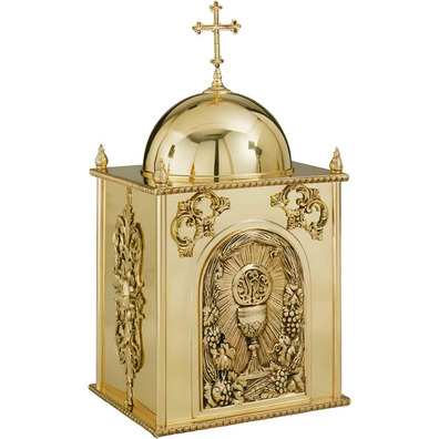 Sagrario de bronze decorado com cáliz e IHS