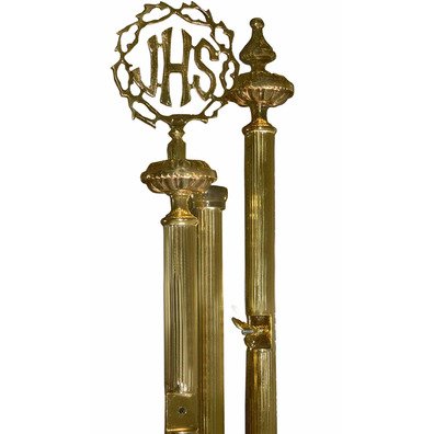 Vara porta estandarte de bronze com IHS