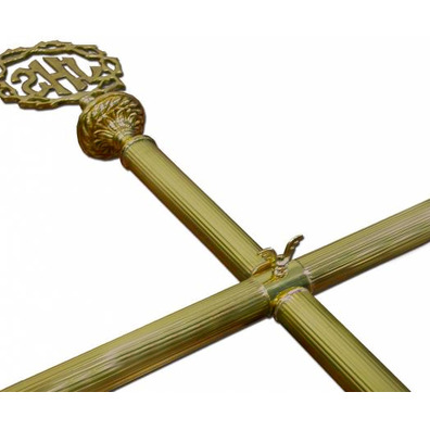Vara porta estandarte de bronze com IHS