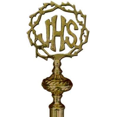 Vara porta estandarte de bronze com IHS