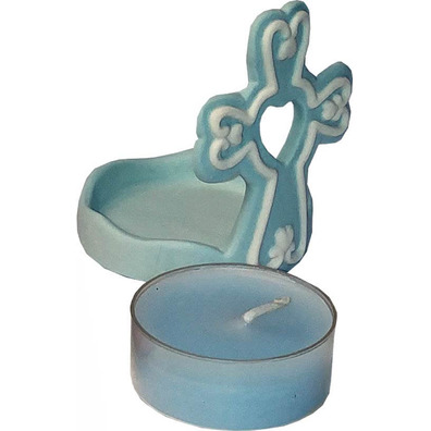 Memórias de Bautizo com velas azul