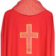 Casulla quatro cores | Bordado Cruz Latina vermelho