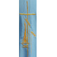 Casulla de poliéster bordada com ribetes dorados azul