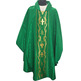 Casulla damasco com galão central dourado verde