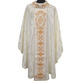 Casulla e estola de tecido damasco bordada beige