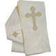 Casulla e estola de tecido damasco bordada beige