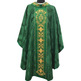 Casulla e estola de tecido damasco bordada verde
