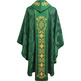 Casulla e estola de tecido damasco bordada verde