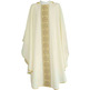 Casulla de poliéster com galão central dourado beige