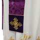 Estola de diácono de damasco e veludo morado