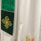 Estola de diácono de damasco e veludo verde