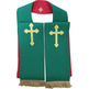 Estola reversível com Cruz bordada vermelha / verde