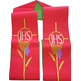 Estola litúrgica bordada com IHS | Reversível vermelho / verde