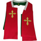 Estola reversível com Cruz bordada vermelha / verde