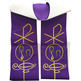 Estola sacerdotal reversível com bordados branco / morado