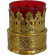 Lâmpada de velas com copo de vidro vermelho