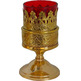 Lâmpada de velas com copo de vidro vermelho