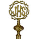 Vara porta estandarte de bronze com IHS