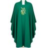 Casulla de poliéster con Alfa y Omega bordado verde 