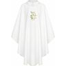 Casulla de poliéster con Alfa y Omega bordado blanco 