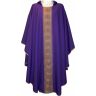 Casulla de poliéster con galón central dorado morado  